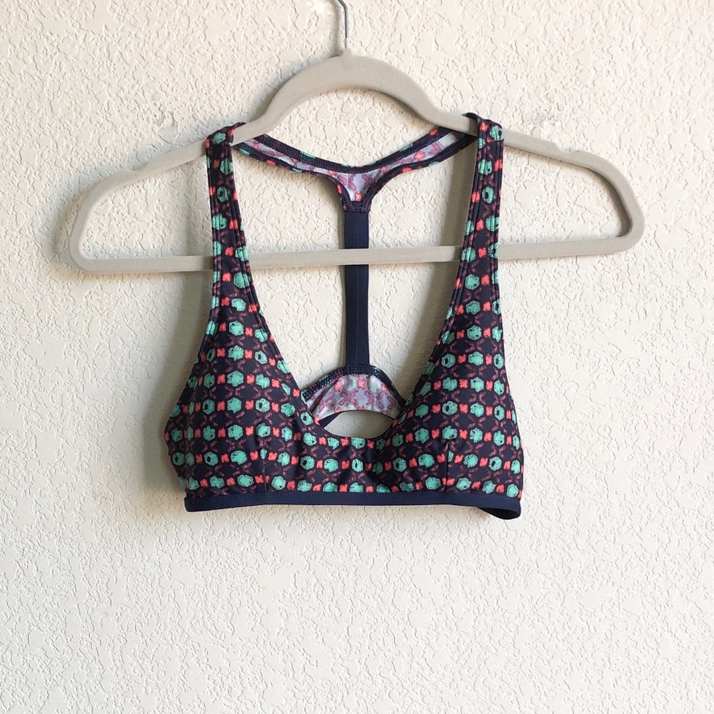 Patagonia Womens T Back Scoop Neck Bikini Top Swim Navy Light Support Small